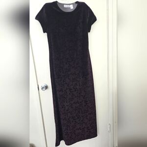 Jumping Joy Vintage Maxi Velor Floral Black Purple Large